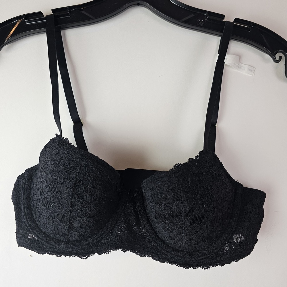 Aerie NWT $59.95 Black Lace Balconette Unlined Bra 32B Underwire